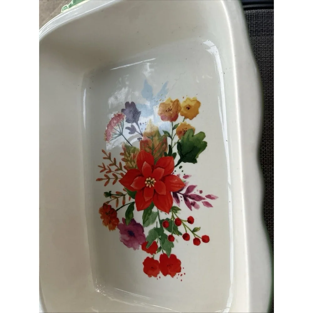 Pioneer Woman Rectangular Stoneware Christmas Merry Meadows Casserole Dish
